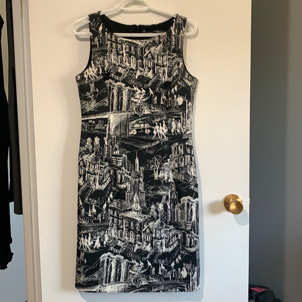 Black and White Print Sheath Dress
